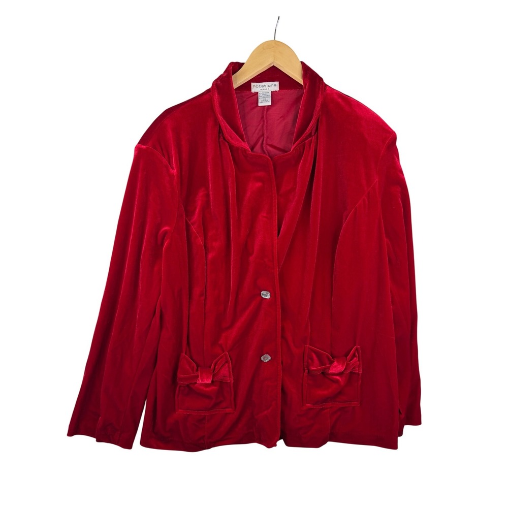 New Notations 2 Piece Velvet‎ Tank and Cardigan Set size 2X Red